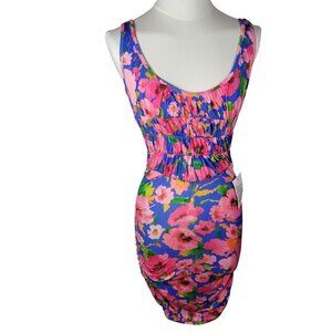 ASOS Design Tropical Floral Print Ruched Tank Swim Coverup Dress Size US 2